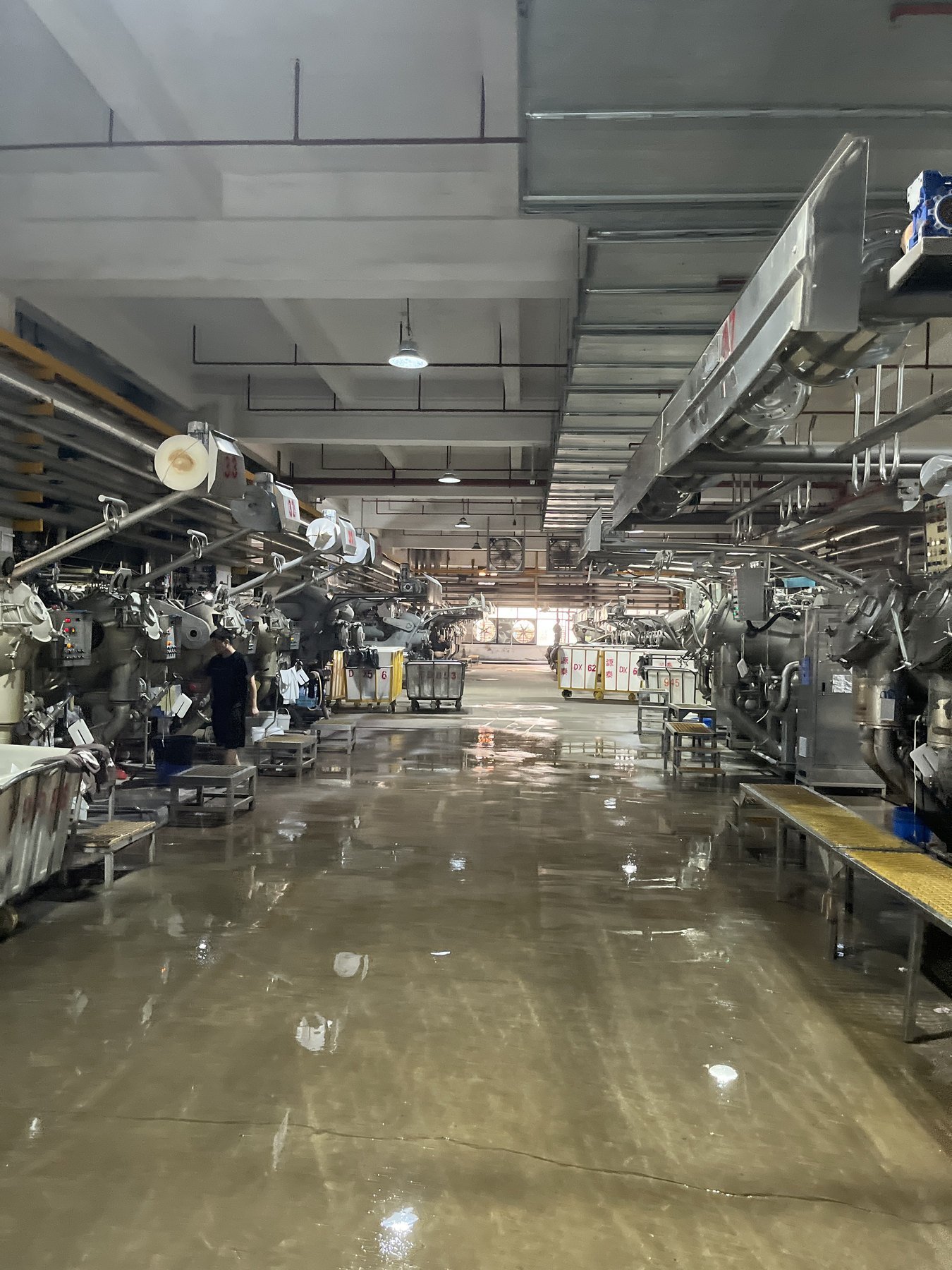Dyeing workshop machinery and processing area