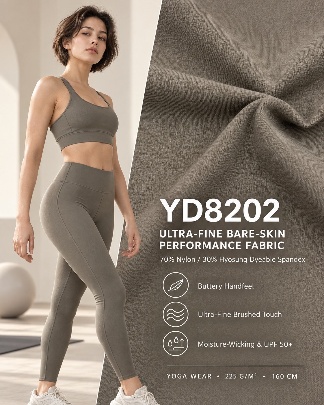 YD8202 product image with fabric and activewear information
